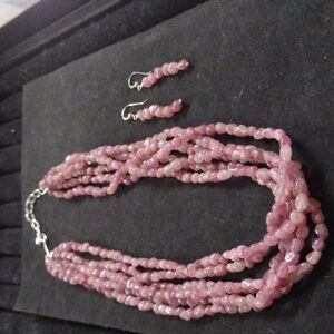 Mine Finds by Jay King, Strawberry Quartz Necklace & Earrings in Sterling  S.